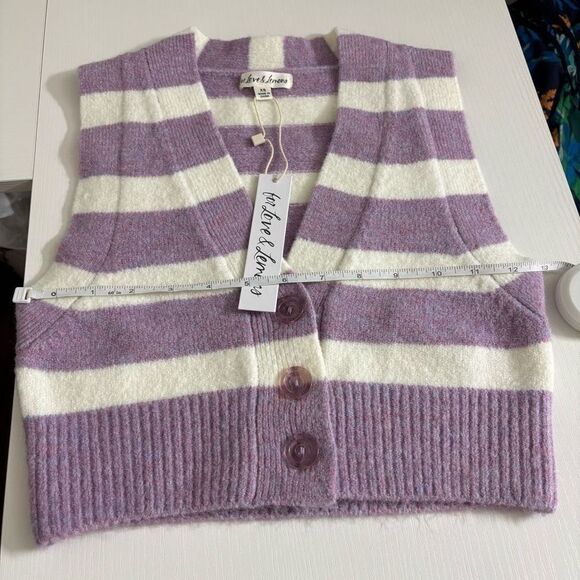 For love & lemons maud crop sweater vest purple striped NEW - Picture 9 of 12